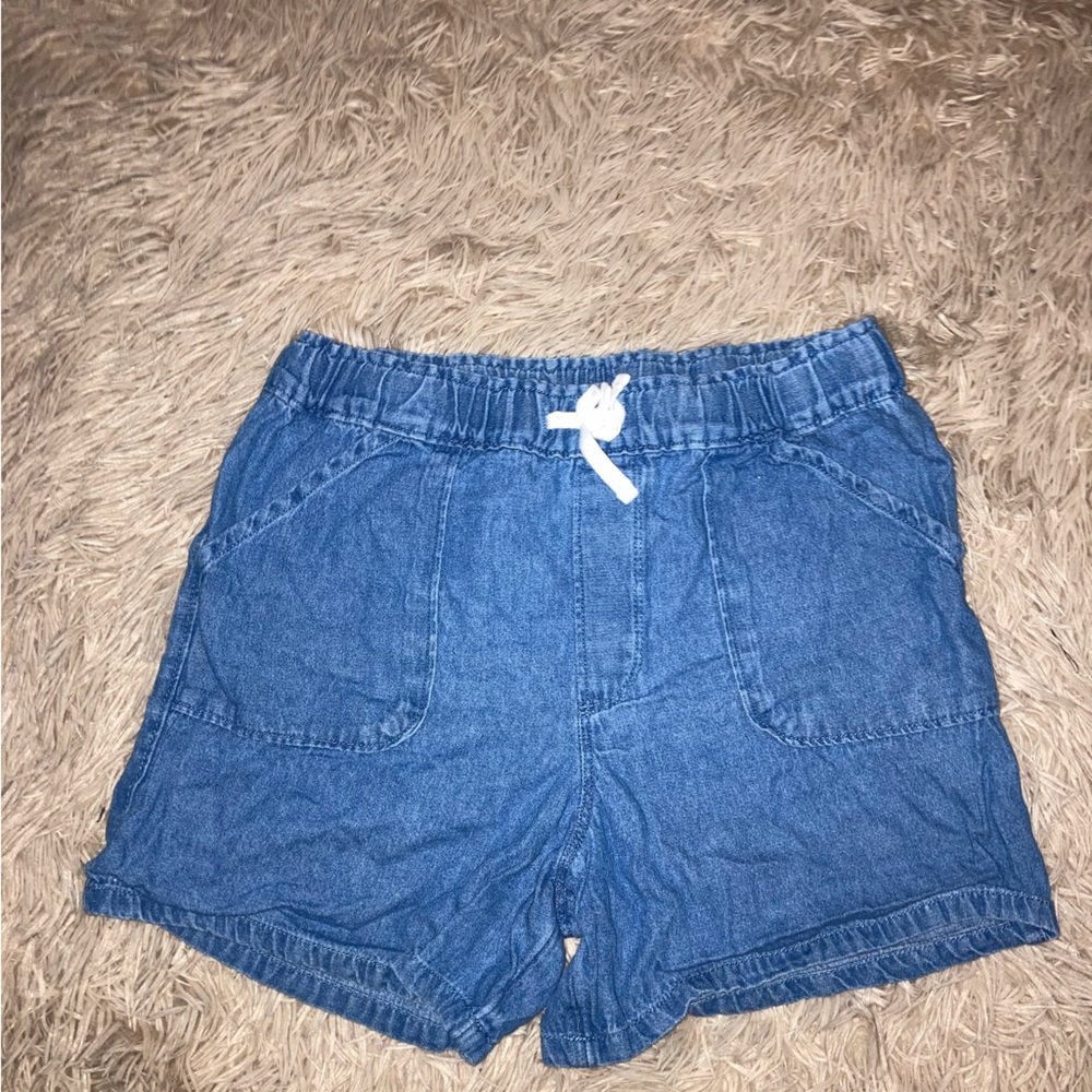 Blue Denim Shorts with Drawstring